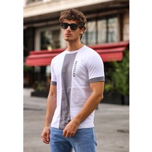 Aziso Baskılı Slim Fit Erkek Tişört Bisiklet Yaka T-Shirt %100 Pamuk