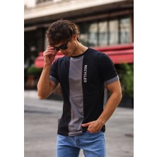 Aziso Baskılı Slim Fit Erkek Tişört Bisiklet Yaka T-Shirt %100 Pamuk