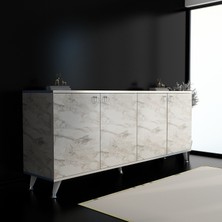 Mobilya Gezegeni  Karen Konsol K20  Efes Mermer - Gümüş 160 cm