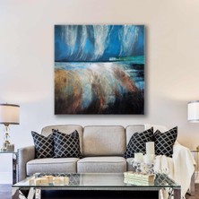 SML Tablo Deniz Sahil Yağlı Boya Efektli Doğa Manzara Kanvas Tablo