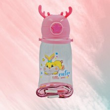 Bottle Boss Bottleboss Geyik Figürlü Pipetli Taşıma Askılı Çocuk Matarası 500  ml Pastel Pembe