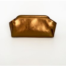 Heybes Kadın Parlak Dokulu Deri Clutch El Çantası