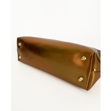 Heybes Kadın Parlak Dokulu Deri Clutch El Çantası
