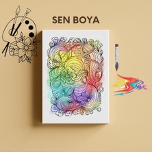 Haydi Dekor Içiçe Çiçekler Mandala Yetişkin Boyama Kanvas Tablo