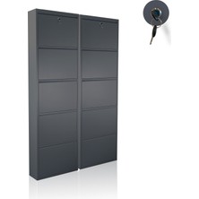 Ata Group 5'li Kilitli Antrasit 2x2 Metal Ayakkabılık