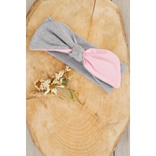 Gri Pembe El Yapımı Yumuşak Tavşan Kulak Doğal Pamuklu Penye Bebek Çocuk Kız Yeni Stil Bandana
