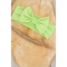 Babygiz Fıstık Yeşili El Yapımı Yumuşak Fiyonk Bağlamalı Doğal Pamuklu Penye Bebek Çocuk Kız Bandana Elit Seri