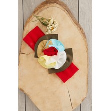Kırmızı Çok renkli El Yapımı Yumuşak Eşsiz Aksesuarlı Doğal Pamuklu Penye Bebek Çocuk Kız Bandana  ELMAS SERİ