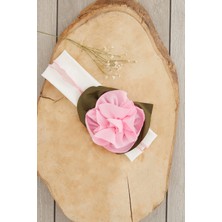 Babygiz Ekru Pembe El Yapımı Yumuşak Eşsiz Aksesuarlı Doğal Pamuklu Penye Bebek Çocuk Kız Bandana  Elmas Seri