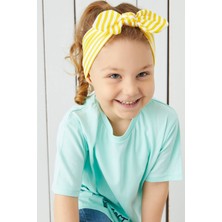 Babygiz Sarı Beyaz Çizgili El Yapımı Yumuşak Fiyonk Bağlamalı Doğal Pamuklu Penye Bebek Çocuk Kız Bandana Best Of Serisi