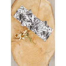 Babygiz Siyah Beyaz Desenli El Yapımı Yumuşak Fiyonk Bağlamalı Doğal Pamuklu Penye Bebek Çocuk Kız Bandana Efsane Seri