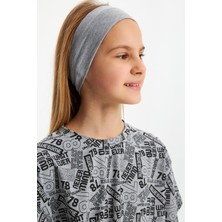 Babygiz Gri Kız Pamuklu Penye, Kaymaz, Terletmez, Ultra Hafif,  Esnek Saç Bandı Bandana