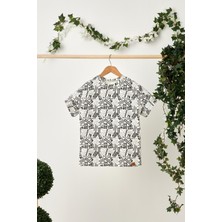 Babygiz Beyaz Erkek Çocuk Kısa Kollu Desenli Bisiklet Yaka Terletmez, Yumuşak Rahat %100 Pamuklu Penye T-Shirt