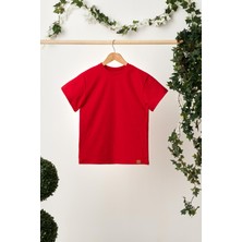 Babygiz Kırmızı Erkek Çocuk Kısa Kollu Bisiklet Yaka Terletmez, Yumuşak Rahat %100 Pamuklu Penye T-Shirt