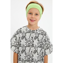 Babygiz Yeşil Beyaz Erkek Çocuk Pamuklu Penye Oversize Beyaz T-Shirt Yeşil Bandana 2'li Takım