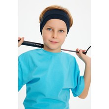 Babygiz Lacivert-Aqua Erkek Çocuk Pamuklu Penye Oversize Aqua T-Shirt Lacivert Bandana 2'li Takım