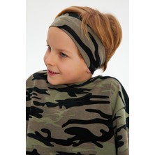 Babygiz Kamuflaj-Kamuflaj Erkek Çocuk Pamuklu Penye Oversize Kamuflaj T-Shirt Bandana İkili Takım
