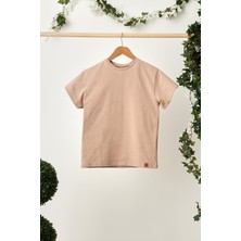 Babygiz Açık Kahve Erkek Çocuk Kısa Kollu Bisiklet Yaka Terletmez, Rahat Pamuklu Penye T-Shirt
