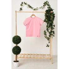 Babygiz Pembe Kız Çocuk Kısa Kollu Bisiklet Yaka Terletmez, Rahat Pamuklu Penye T-Shirt