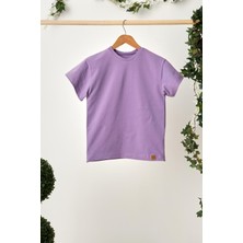 Babygiz Lila Kız Çocuk Kısa Kollu Bisiklet Yaka Terletmez, Rahat Pamuklu Penye T-Shirt