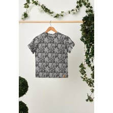 Babygiz Gri Kız Çocuk Kısa Kollu Bisiklet Yaka Terletmez, Rahat Pamuklu Penye T-Shirt