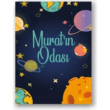 Bebeloya Uzay Tema Oğlumun Odası Kanvas Tablo, Erkek Hediyelik Isme Özel Tablo