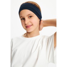 Babygiz Lacivert-Beyaz Kız Pamuklu Penye T-Shirt Bandana 2^li Takım -Spor Rahat Best Of Koleksiyon 3