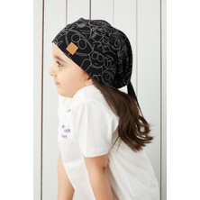 Babygiz Kız Çocuk Siyah Melanj İp 4 Mevsim Şapka Bere Buff Yumuşak Penye