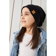 Babygiz Siyah Kız Çocuk Bebek Şapka Bere Yumuşak Pamuklu Penye