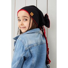 Babygiz Siyah Kırmızı Çocuk Bebek Şapka Bere Yumuşak Pamuklu Penye