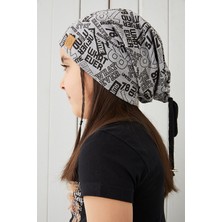 Babygiz Kız Çocuk Gri Siyah İp 4 Mevsim Şapka Bere Buff Yumuşak Penye