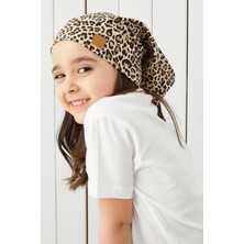 Babygiz Kız Çocuk Harika Leopar İp 4 Mevsim Şapka Bere Buff Yumuşak Penye