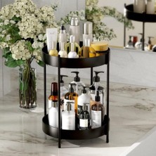 Gogka Siyah 2 Katlı Mutfak Banyo Düzenleyici Servis Sunum Standı Çok Amaçlı Organizer 35 cm