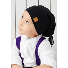 Babygiz Erkek Çocuk Siyah İp 4 Mevsim Şapka Bere Buff Yumuşak Penye