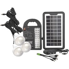 Melek Store  Powermaster GD-999 Güneş Panelli 3 Lambalı Powerbank Özellikli Çok Amaçlı Şarjlı Solar Aydınlatma