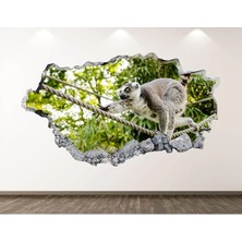 Kt Grup Lemur Full Hd Baskı 3D Modern Duvar Sticker