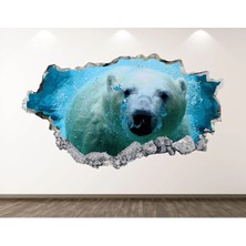Kt Grup Yüzen Kutup Ayısı Full Hd Baskı 3D Modern Duvar Sticker
