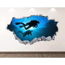 Kt Grup Dalgıç Temalı Full Hd Baskı 3D Modern Duvar Sticker