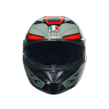Agv Mplk Decept K3 Mat Blk-Green-Red Motosiklet Kaskı