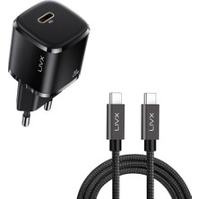 Livx Rapid 20W Usb-C Mini Pd Hızlı Şarj Cihazı Güç Adaptörü ve 50 cm Hızlı Şarj ve Data Kablosu