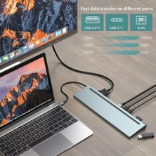 Hubify 12IN1 Usb-C Hub Thunderbolt-3 Çoklu Bağlantı Noktası Adaptörü : Bilgisayar,telefon,tablet,laptop ile Uyumludur.