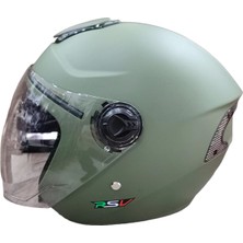 Rsv 618 Mat Haki Yeşil Güneş Vizörlü Yarım Kask