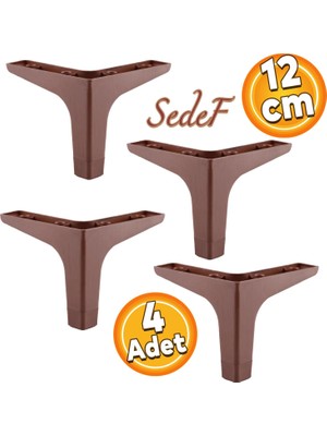 Badem10 Sedef Lüks Mobilya Kanepe Sehpa Tv Ünitesi Koltuk Ayağı 12 cm Ceviz Ahşap Desenli Ayakları (4 Adet)