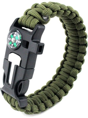 Akçakoyunlu 9595 Pusulalı & Magnezyum Çubuklu Paracord Bileklik Haki