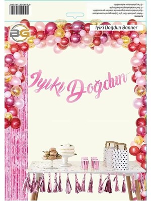 Booddie Iyiki Doğdun Kaligrafi Banner Pembe