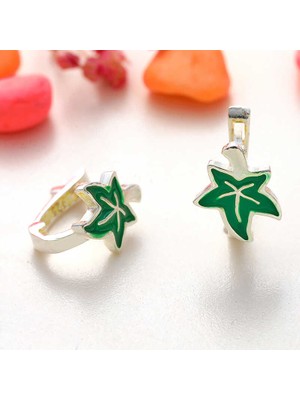 Gumush Gümüş Çınar Yaprağı Çocuk Küpesi