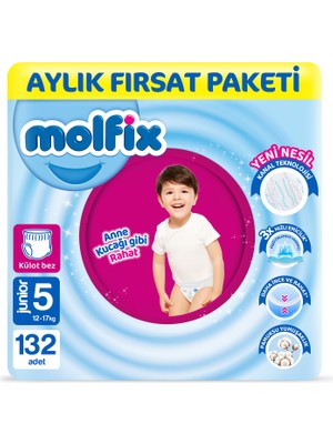 Molfix Pants Bebek Bezi 5 Beden Junior Aylık Fırsat Paketi 132 Adet