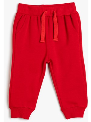 Koton Basic Jogger Eşofman Altı Şardonlu Cepli Beli Bağlamalı Pamuklu