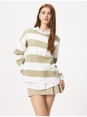 Koton Sweatshirt Bisiklet Yaka Uzun Kollu Pamuk Karışımlı