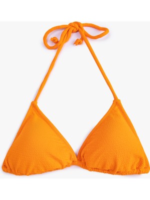 Koton Üçgen Bikini Üstü Dokulu Boyundan Bağlamalı Kaplı